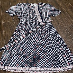 Vintage Liz Roberta polka dot pleated dress with matching belt